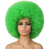 G&T Wig Afro Green Wigs for Women Costume Cosplay Disco Funny Wigs Heat Resistant Short Afro Kinky Curly Hair for St. Patrick's Day Party(Green)