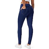 AVAMO Jeggings for Women with Pockets Stretchy Skinny Jeans Denim Leggings Pull on High Waist Tummy Control Trendy Jean