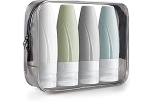 INSFIT Portable Travel Bottles TSA Approved, 2oz Leak Proof BPA Free Silicone Cosmetic Travel Size Toiletry Containers for Men & Women, Squeezable Refillable Silicone Tubes for Shampoo 4 Pack