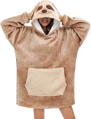 Panda Hoodie de Flanela Oversized Manta-Sweatshirt, Unissex, Preguiçoso., M