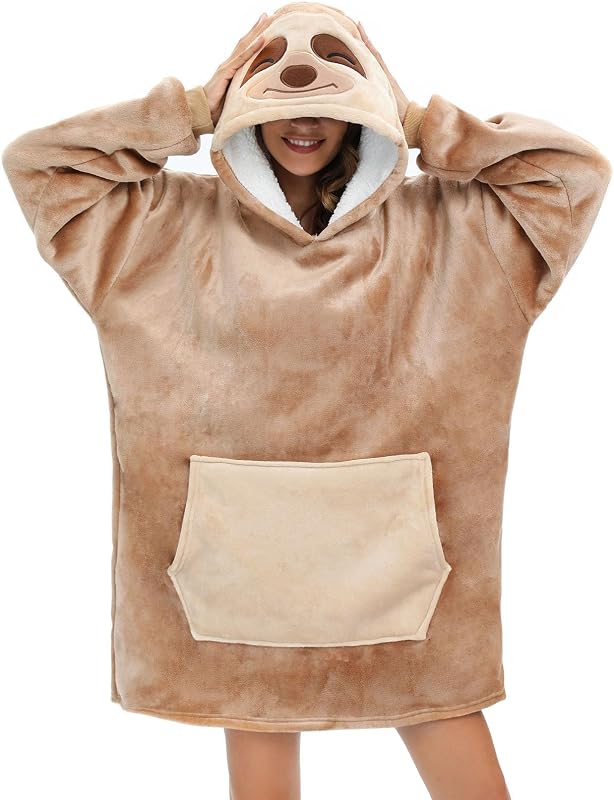 Panda Hoodie de Flanela Oversized Manta-Sweatshirt, Unissex, Preguiçoso., M