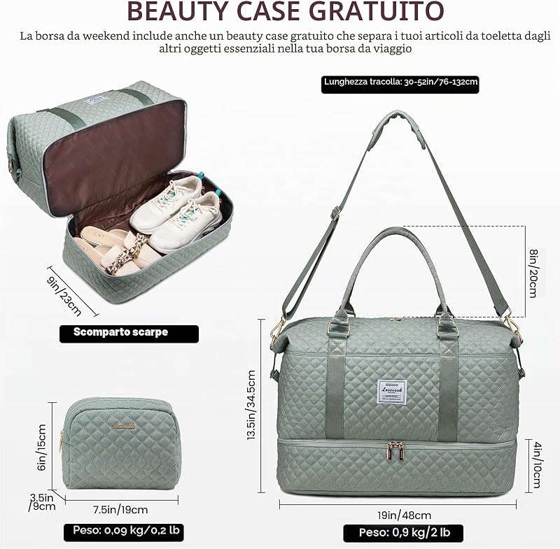Borsone da Viaggio Donna Borsa Palestra Donna Bagaglio a Mano Easyjet Cabin Bag Weekend Travel Duffel Gym Bag con Organizer Valigia Grande Borsa Parto Ospedale Mamma Nascita per Aereo Fitness