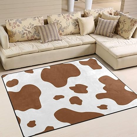 Amazon ラグマット 洗える 滑り止め付 1 160 ラグ カーペット 長方形 茶色と白の牛 ラグ カーペット オンライン通販
