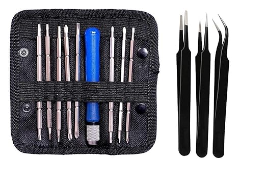 Axtella Multi-Function 16 in 1 Precision Screwdriver Set Repair Tool Kit for Mobile Phone, for Mobile Phone, Watch, PC, Laptop, Digital Camera With 3 ESD Non-Magnetic Stainless Steel Tweezer-Straight, Curved and Flat