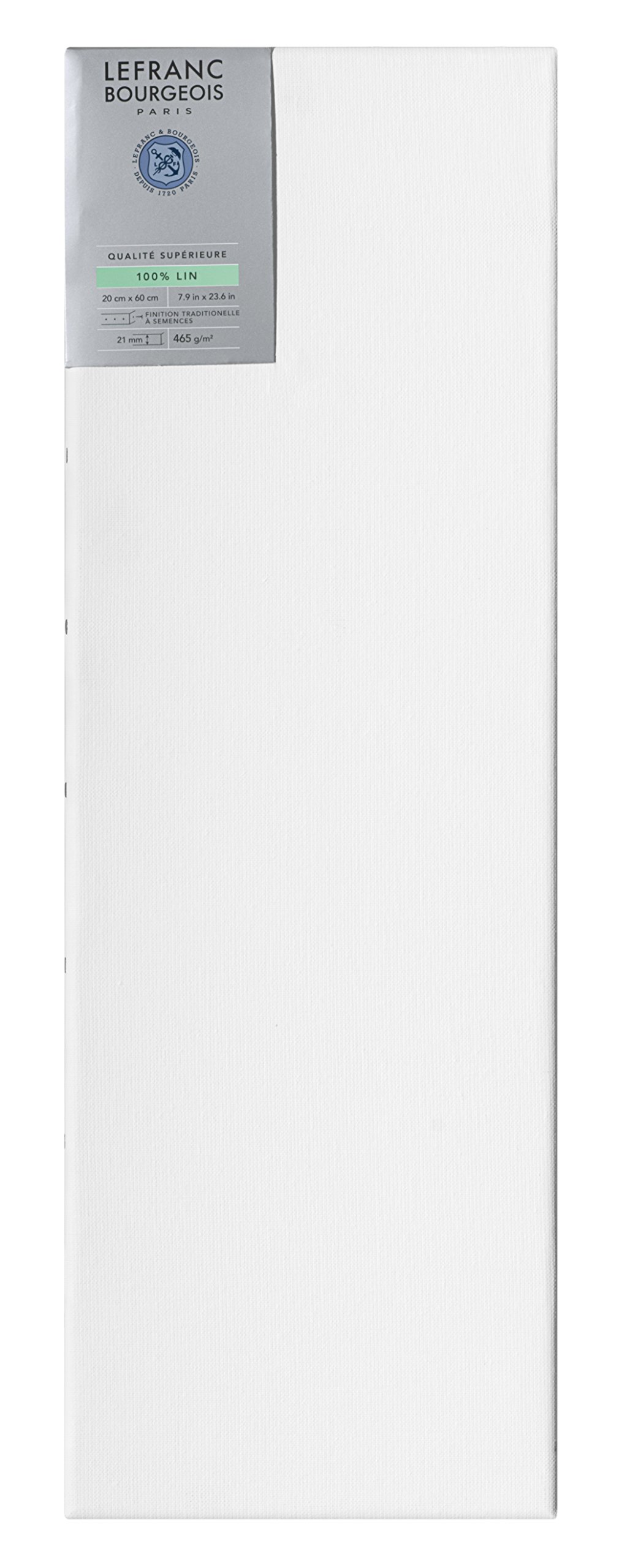 Lefranc Bourgeois 111249 Stretcher Frame Made of 100% Linen in Premium Quality, Ready to Use, Primed with Titanium Dioxide Gesso, Nailed to Side on Solid Pine Wood 20 x 60 cm