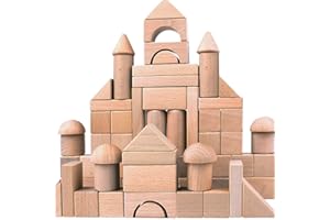 MIGARGLE Wooden Building Blocks Set for Kids - Stacker Stacking Game Construction Toys Set Preschool Colorful Learning Educational Toys - Geometry Wooden Blocks for 3+ Year Old Boys & Girls