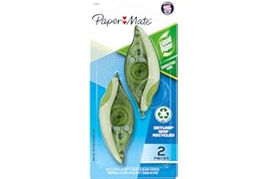 Paper Mate Liquid Paper DryLine Grip Correction Tape, Mess-Free, Recycled, 2 Count - Home, Office, Teacher Supplies, College Essentials