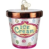 Old World Christmas Ice Cream Carton Glass Blown Ornament for Christmas Tree, Handcrafted Holiday Decoration, Ice Cream Collection