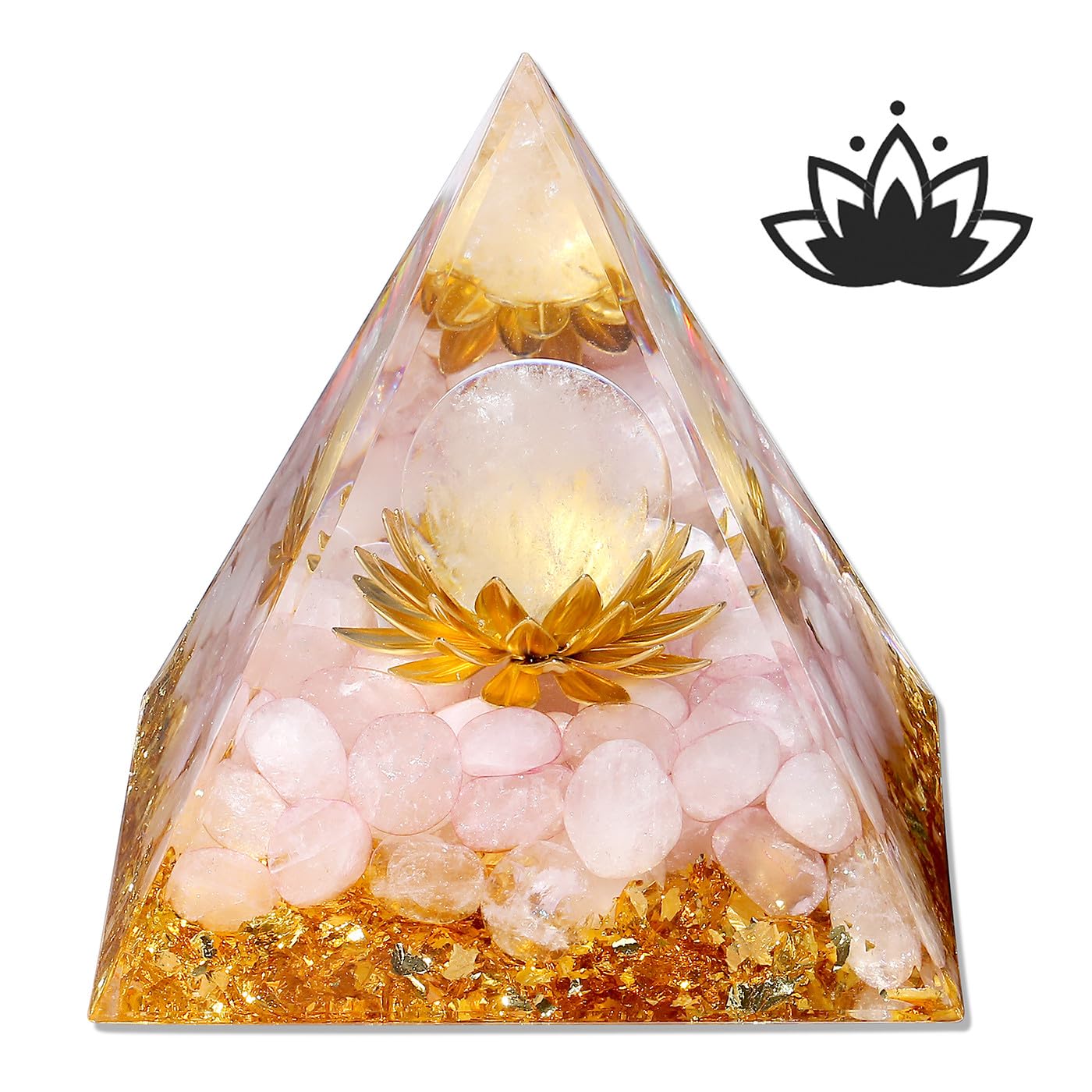 XIANNVXI Rose Quartz Crystals Healing Gemstone Tower,Pink Gifts for Women Orgonite Orgone Tower,Lotus Flower Healing Crystal Unusual Gifts Women