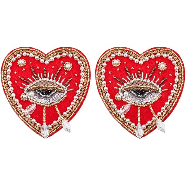 Heart Evil Eye Earrings With Pearl & Cubic Zirconia - Protection Charm Stud Earrings For Women