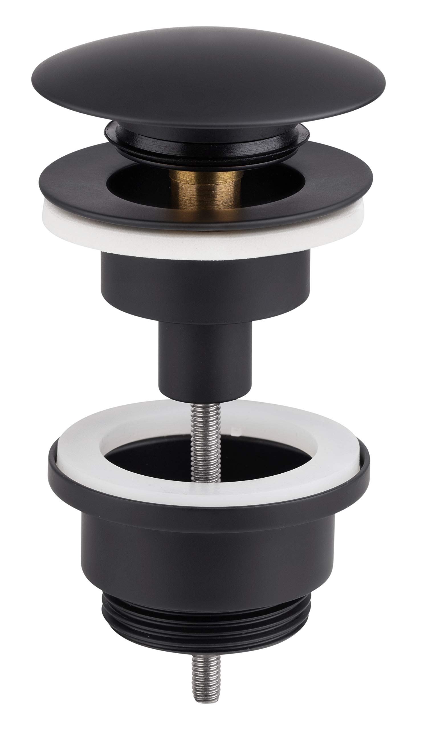 Cornat washbasins-1 1/4 inch Male Thread-Diameter 66 mm-with Push-Open Function pop-up Valve/Sink Drain / T3174211, Black (matt)