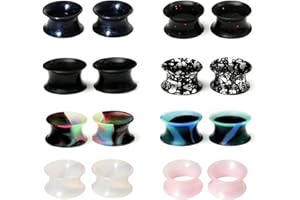 WBRWP 48/32/24/22/20/16/12pcs Ear Tunnels and Plugs - Double Flared Hollow Hard/Soft Silicone Ear Gauges - Ear Expander Stretcher Body Piercing Jewelry 8g-1"