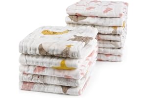 Viviland Baby Washcloths Wash Cloths for Babies,Muslin Washcloths Baby,12-Pack,12 X 12 inches Absorbent and Soft Newborn Esse