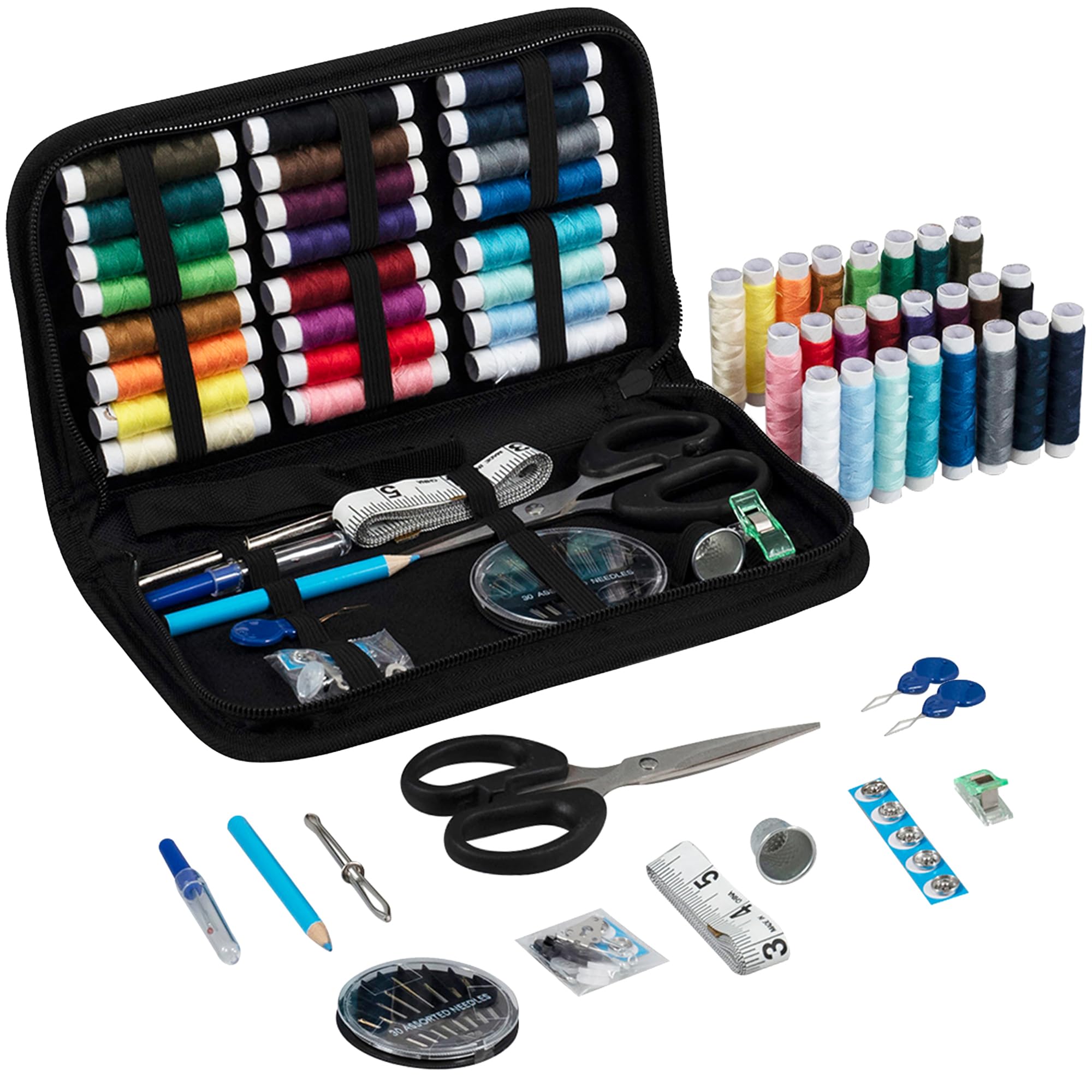 Trimits Essentials Sewing Kit – Travel Case for Adults, Beginners, DIY, Home, Travel, Emergency, Button Repair & Clothing Fixes with Thread Needles Scissors Tape Buttons & More – 23.5 x 13 x 3.5cm
