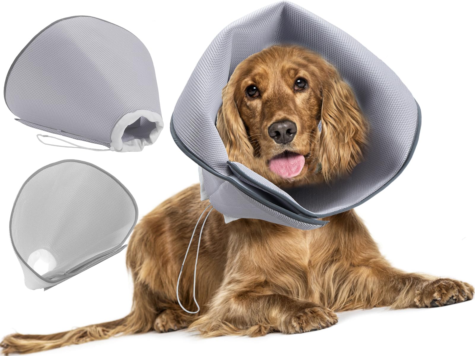 Photo 1 of Dog Cone for Large Dogs - Adjustable Soft Pet E-Collar, Alternative to Stop Licking Wound After Surgery - Surgical Recovery Collar (Gray, M(Neck: 11~13.8"))
