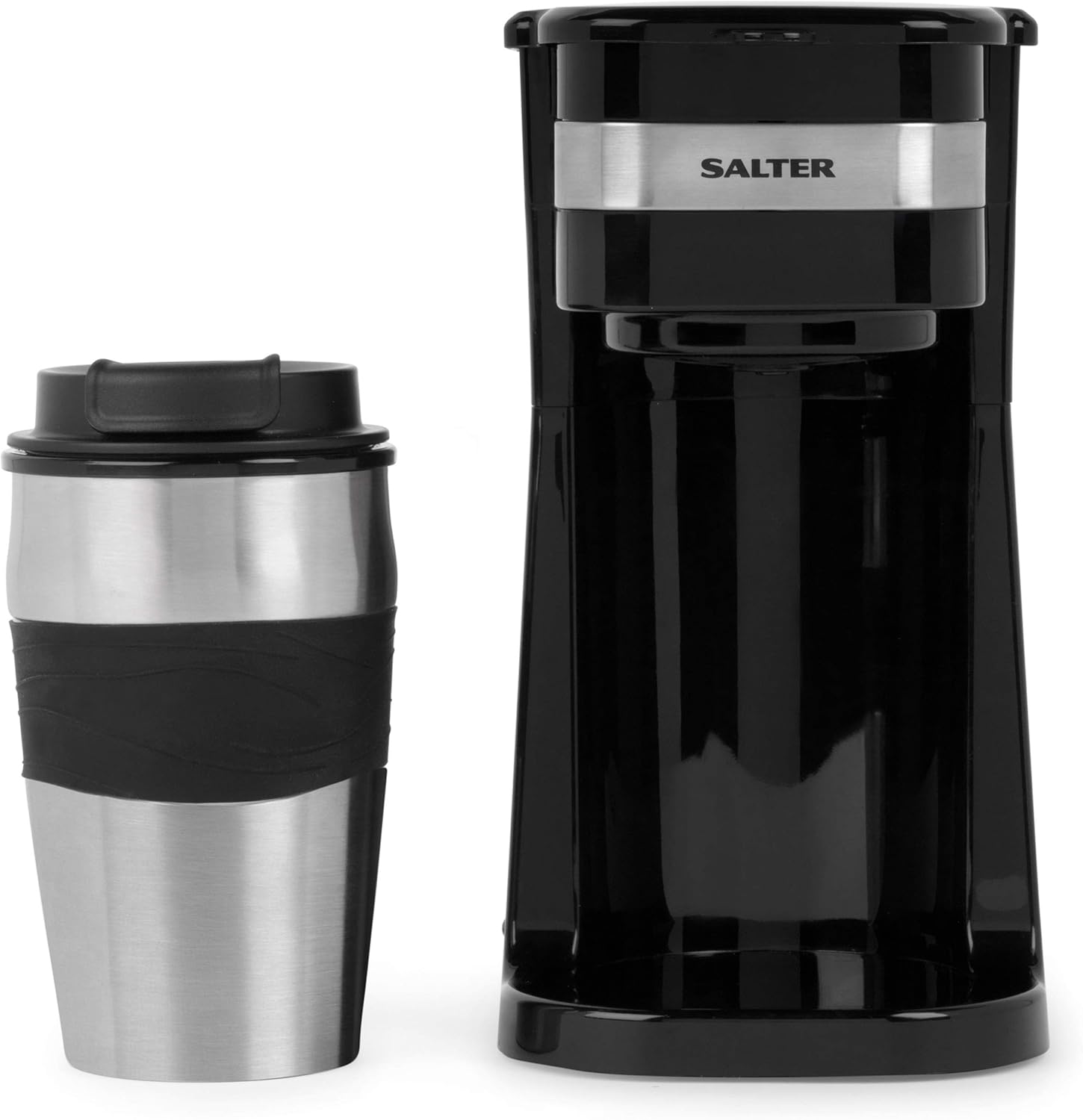 Salter One Cup Coffee Maker, Filter Coffee Machine, Washable & Reusable Filter, Includes 420ml Stainless Steel Travel Mug - Image 3