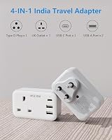 Mscien UK to India Plug Adapter with USB 4-in-1 Type D Travel Charger view 2