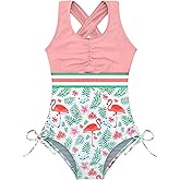 BFUSTYLE Girls One Piece Swimsuit Cute Striped Bathing Suit Hawaii Swimwear 6-17 Years