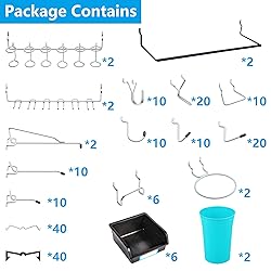 FRIMOONY Pegboard Hooks, with Bins, Peg Locks, for