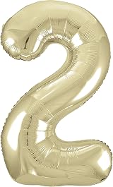 Unique Gold Number 2 Shaped Large Foil Balloon 86cm - 1 Piece