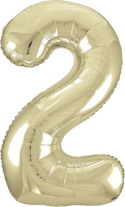 Unique Gold Number 2 Shaped Large Foil Balloon 86cm - 1 Piece
