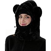 Shyyween 2 Pcs Winter Balaclava Face Mask Fleece Windproof Ski Mask Neck Warmer Scarf Helmet Hood Bear Ears Cap for Women