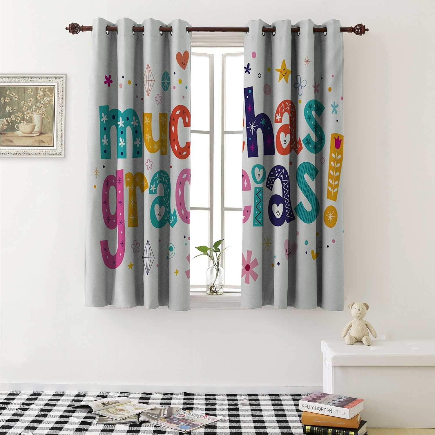 Amazon Com Mexican Window Curtain Fabric Spanish Thank You Quote