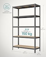 SONGMICS 5-Tier Steel Shelving Unit 60 x 120 x 200 cm Grey GLR060G01 view 7