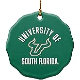 GRAPHICS & MORE University of South Florida Bulls Logo Porcelain Scalloped Holiday Christmas Tree Ornament - 2.8" (7.1 cm)