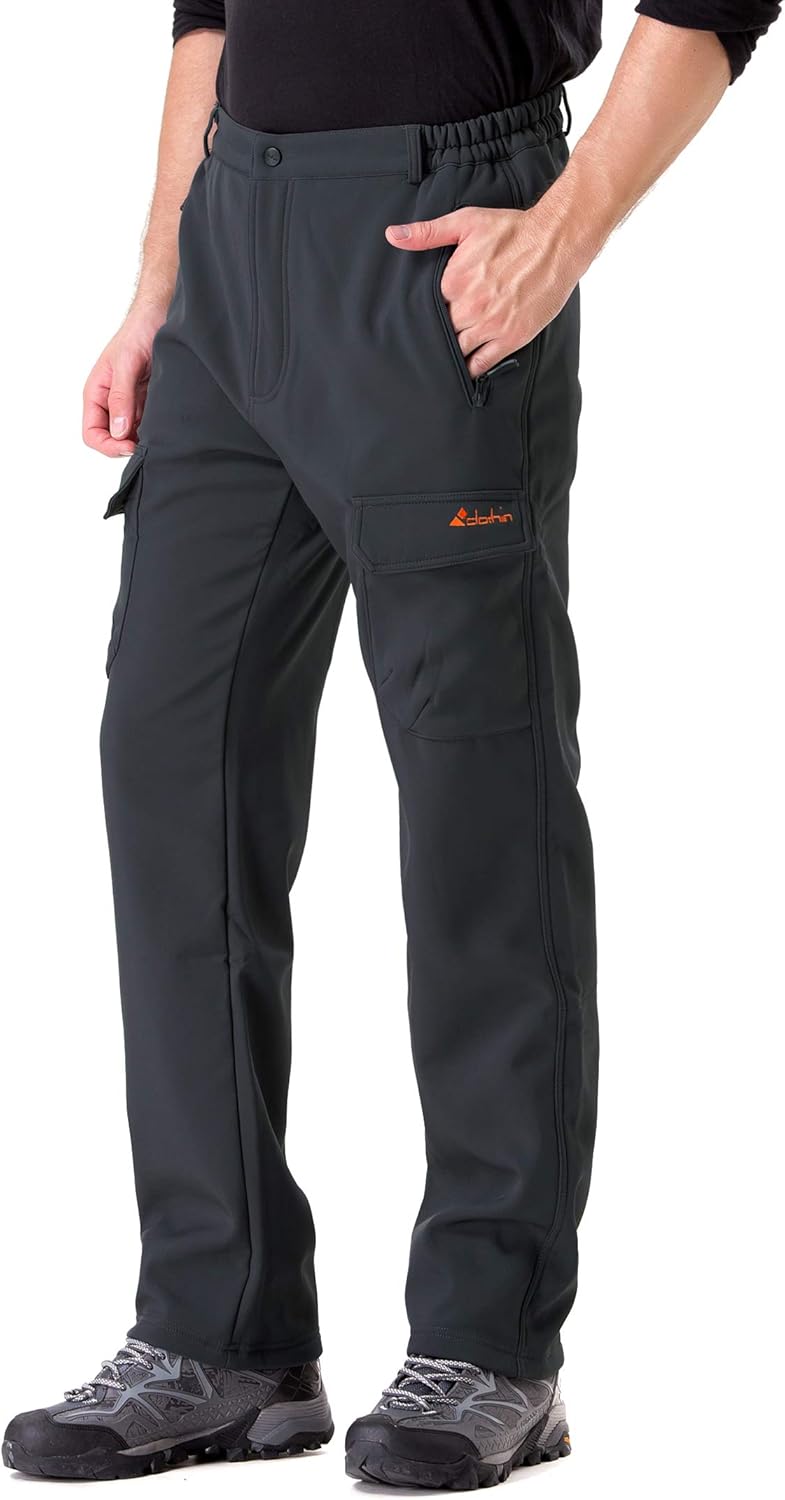 Breathable WaterRepellent Warm Clothin Mens Softshell FleeceLined Cargo Pants WindResistant