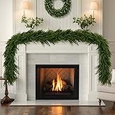 Retroramon 10 Ft Extra Full Christmas Garland, Real Touch Norfolk Pine Garland, Artificial Dense Pine Greenery Garlands for Fireplace, Mantle, Table, Indoor, Outdoor Christmas Decorations, Gift