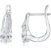 EONFUN Oval Moissanite Hoop Earrings, 3.36cttw D Color Moissanite 925 Sterling Silver Earrings for Women Wedding Mom Birthday Jewerly Gifts