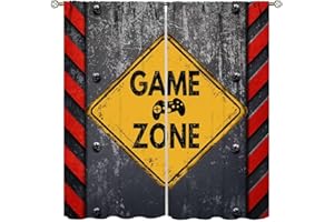 DDCBNS Boys Gaming Curtains Teens Gamer Room Décor Curtains Game Theme Funny Window Treatments for Kids Bedroom Living Room Window Drapes 2 Panel Set,Total Size 42 x 45 Inch