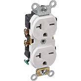 Leviton 5822-W Straight Blade Single Receptacle, 250 Vac, 20 A, 2 Pole, 3 Wire, White