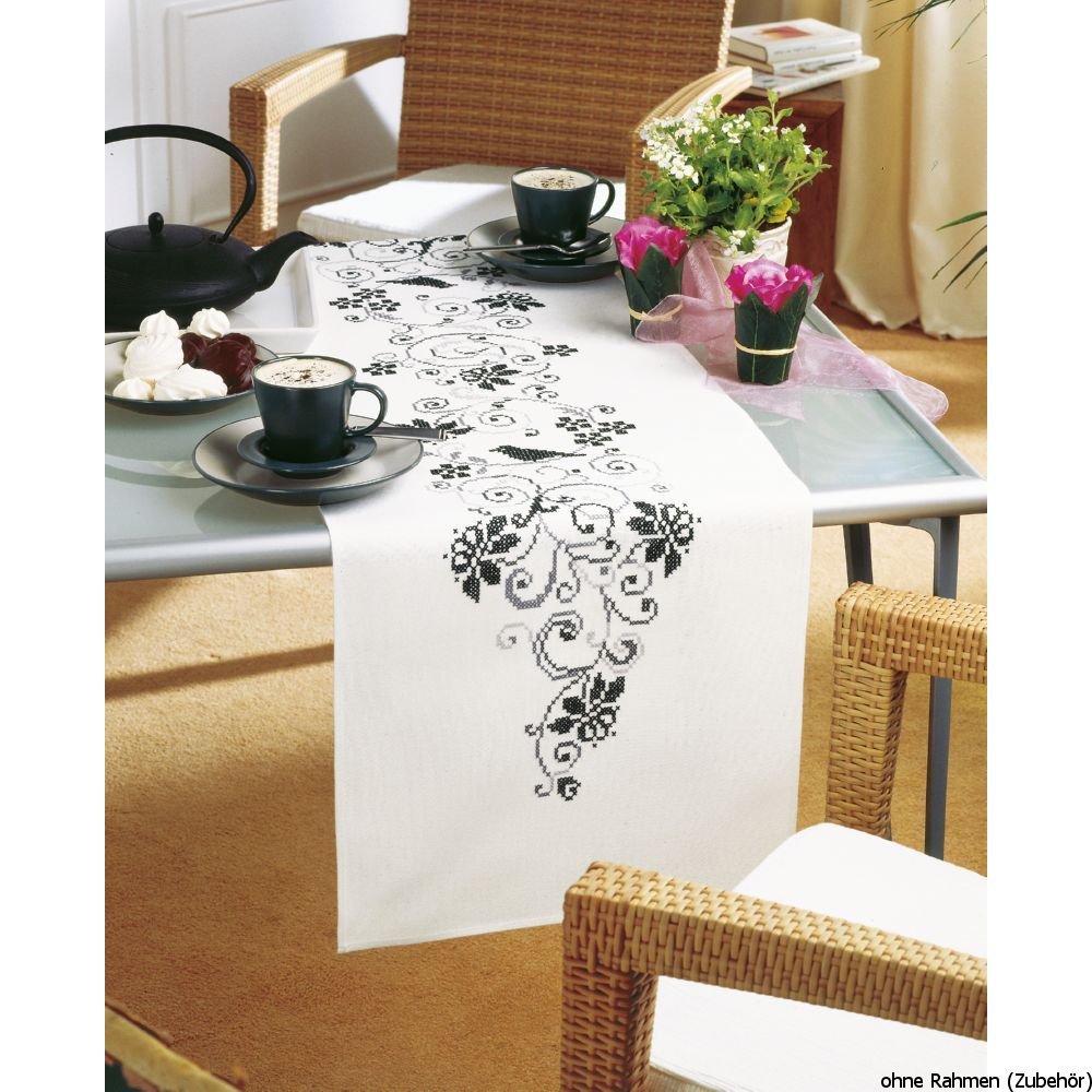 Vervaco Embroidery: Runner: Blackwork, 100% Cotton, Multi-Colour, 38 x 2 x 20 cm