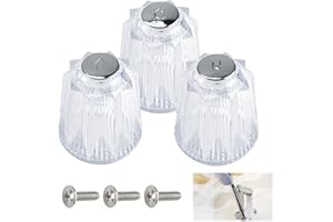 Yenblow Shower Faucet Handle Replacement, Universal Clear Acrylic Plastic Hot/Cold/Diverter Shower Knobs Compatible with Price Pfister Contessa & Windsor Bathtub Shower Knob (Transparent-3Pack)