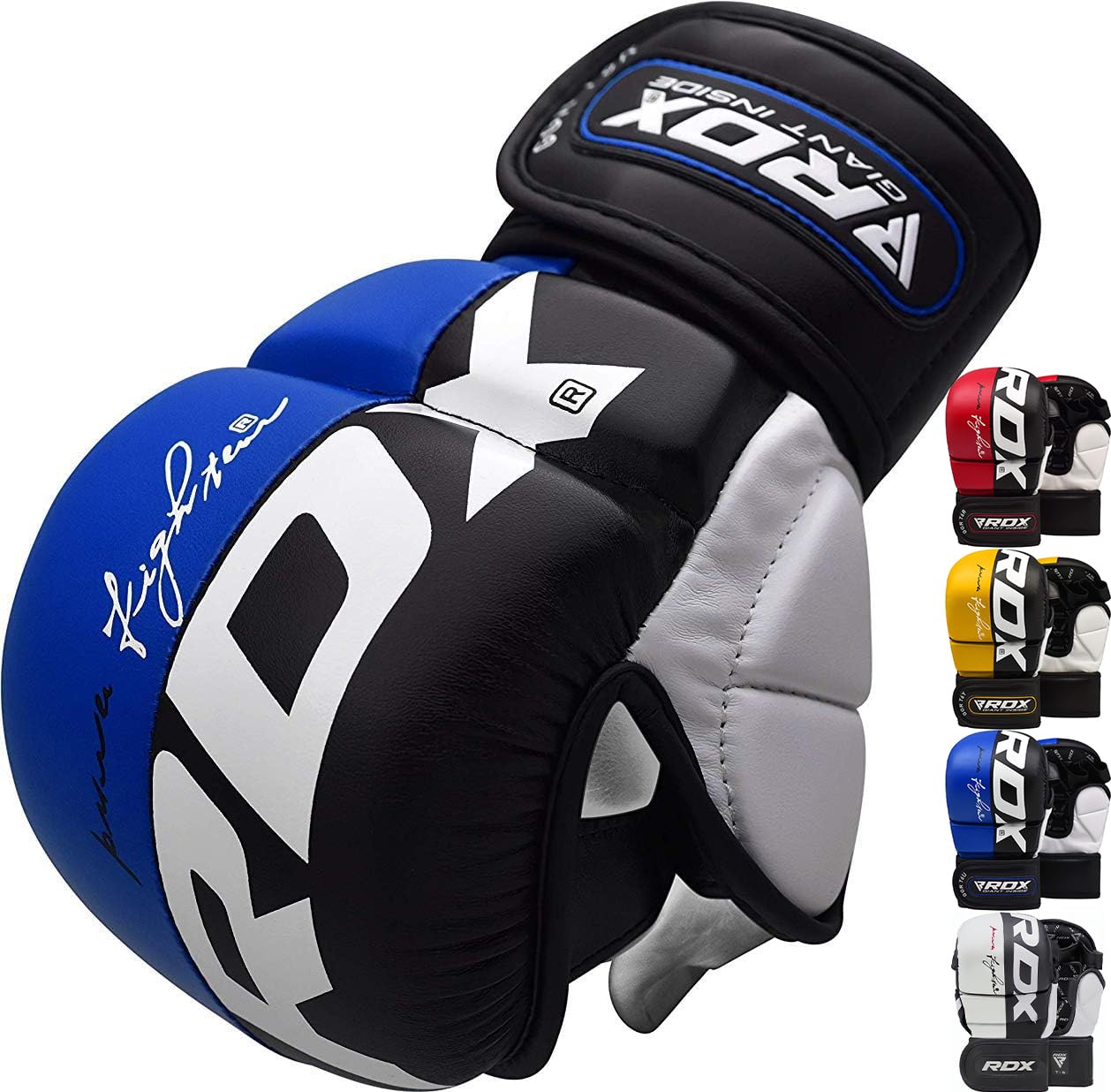 RDX MMA Sparring Gloves Martial Arts, Muay Thai, Kickboxing, Ventilated Open Palm for Grappling, Karate Mitts for Adults