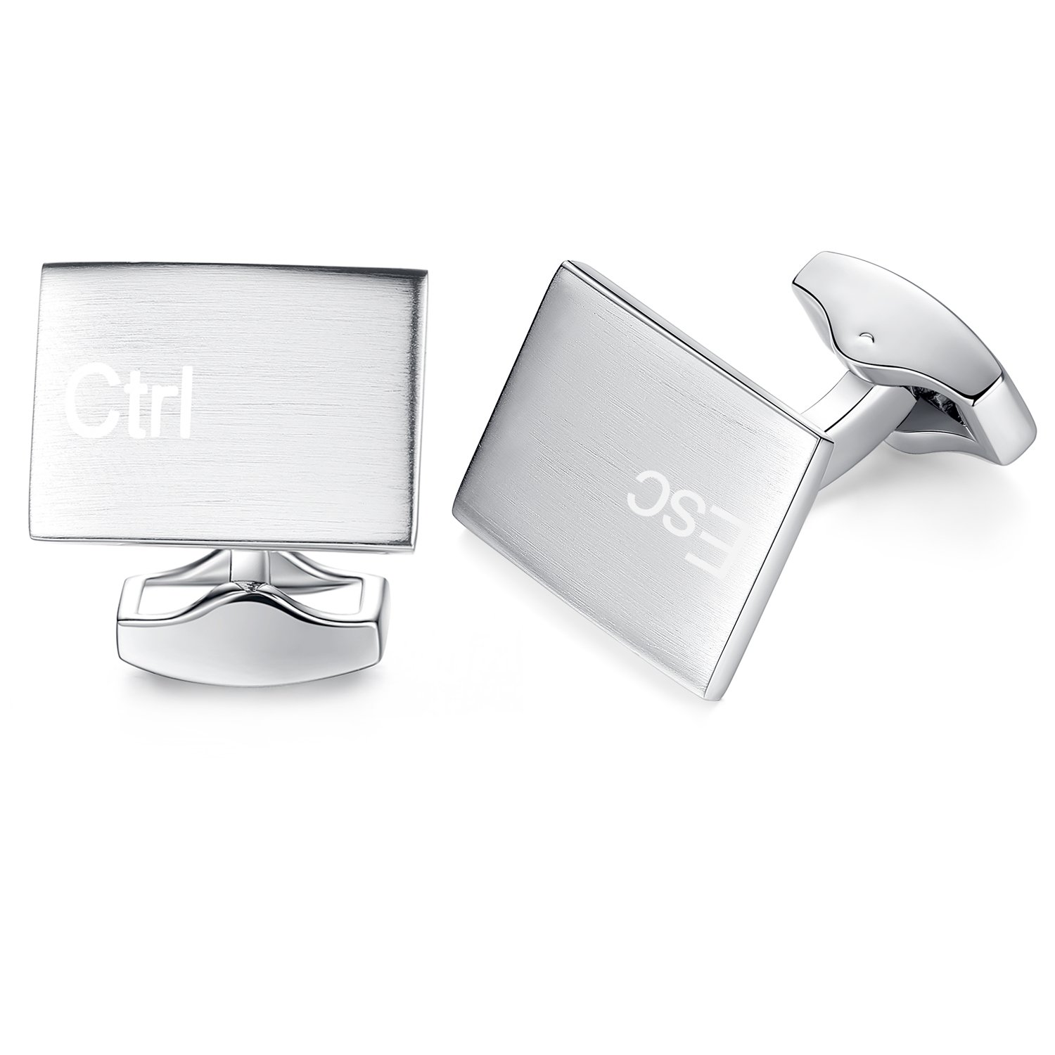 HONEY BEAR Ctrl Esc Cufflinks for Men Computer Keys Novelty Gift Brushed Silver