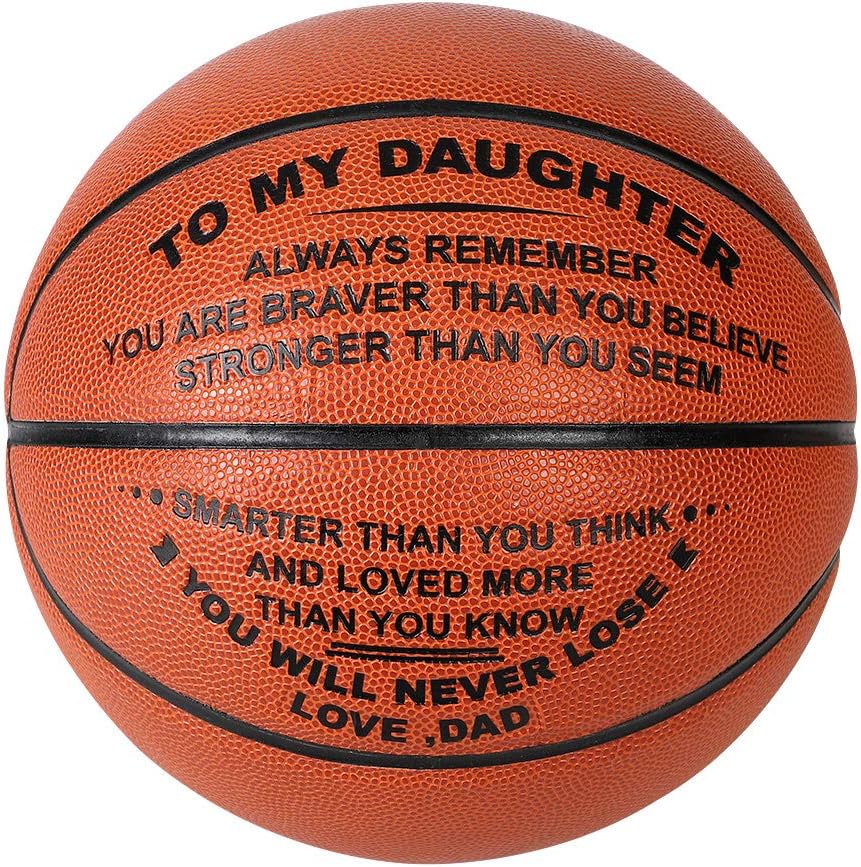 wompolle Engraved Basketball Gift for Daughter - Unique Gifts for Daugther from MOM- Personalized Basketball Indoor/Outdoor Game Ball for Daughter