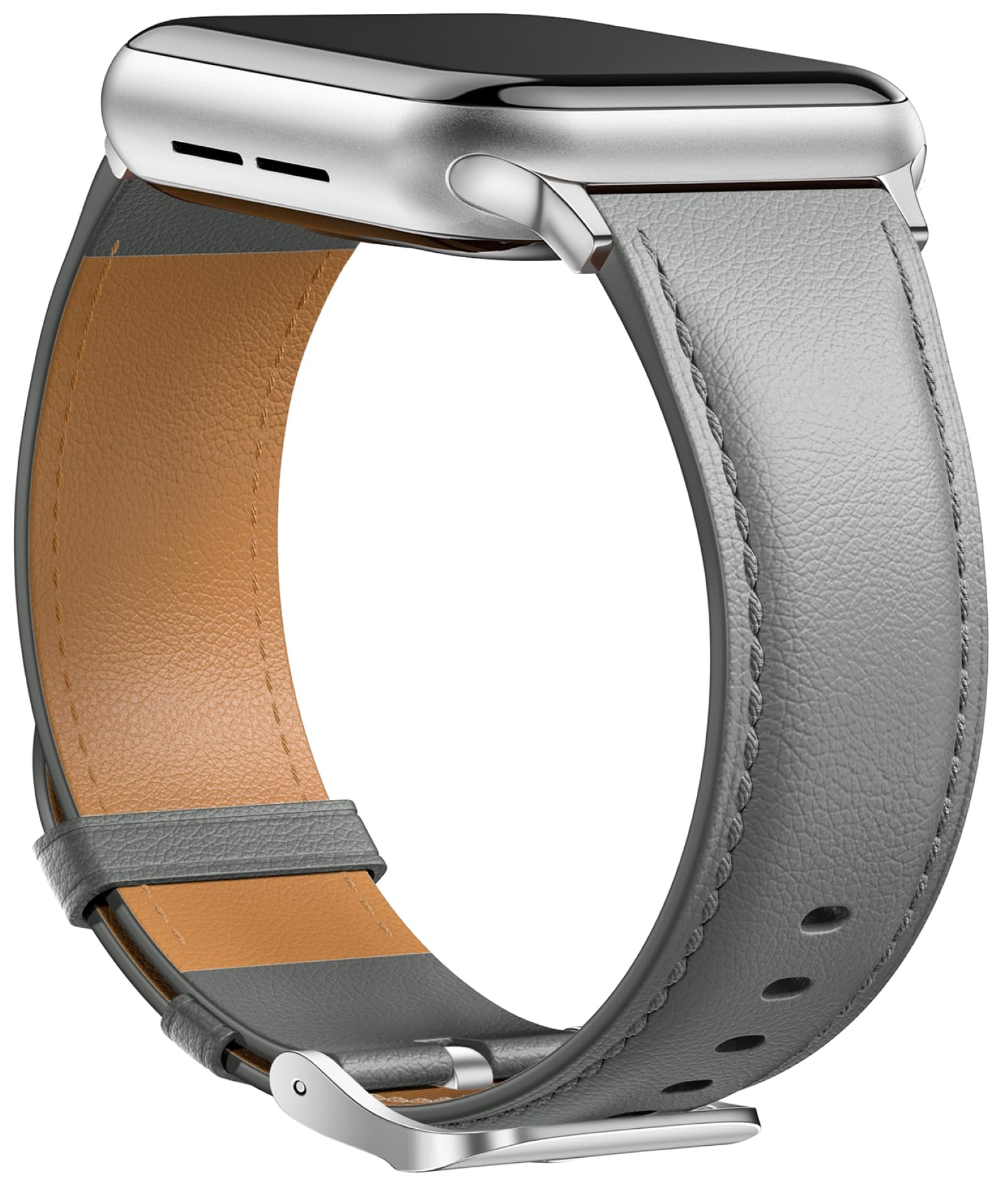 Laffav Leather Strap Compatible with Apple Watch Strap 40mm 42mm 41mm 38mm Women Men, Genuine Leather Classic Replacement Band for iWatch Series 11 10 9 8 7 6 5 4 3 2 1 SE 3 2 Ultra,Gray