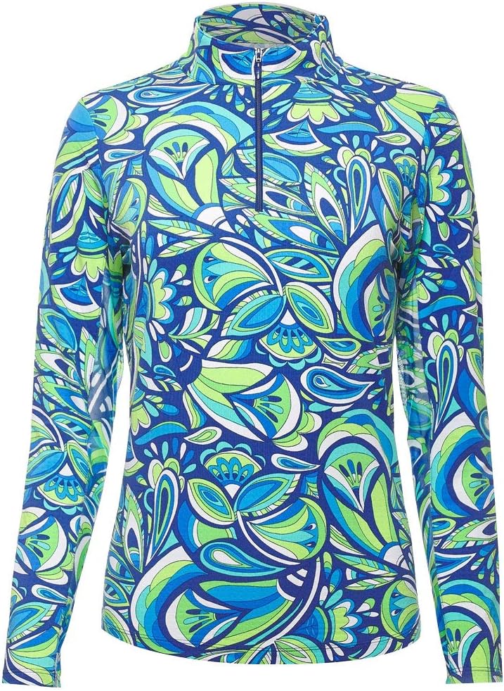 2020 Women Long Sleeve Zip Mock Neck Golf Polo