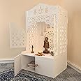 HAZDEAL OM Chakkra Wooden Floor Big Temple with Door & Spacious Shelf & Inbuilt Focus Light | Temple for Home (Size-18D*22.5W*38H inch)