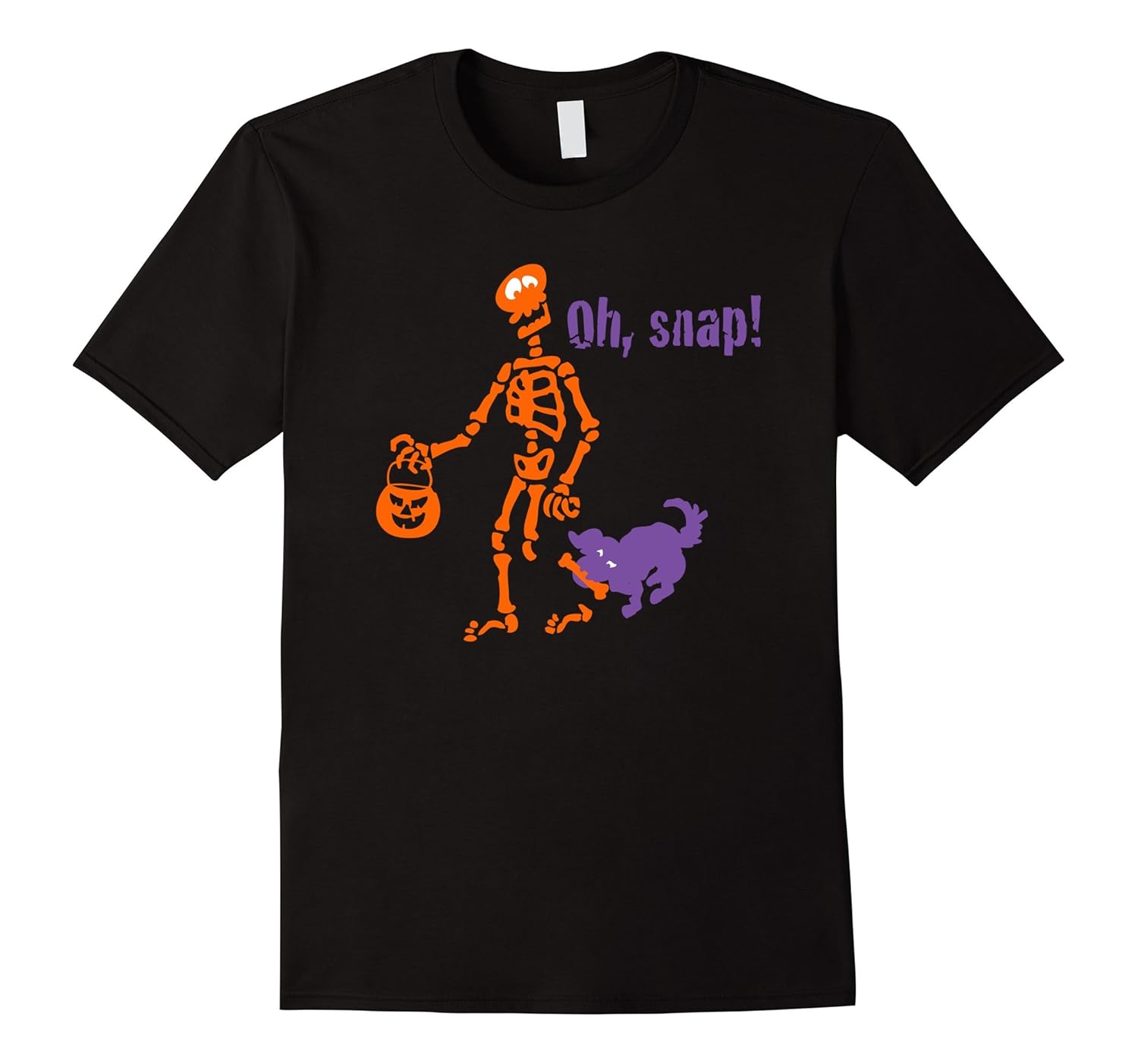 Oh, Snap! Funny Skeleton And Dog Halloween T-Shirt-ANZ