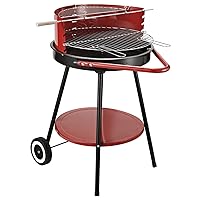  Grillwagen rot XXL Grillmobil Camping Balkon Picknick ✔ Rollen ✔ rund ✔ rollbar tragbar ✔ stehend grillen ✔ Grillen mit Holzkohle ✔ mit Rädern 