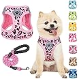 BEAUTYZOO Step in Dog Harness and Leash Set,Reflective Dog Harness No Pull No Choke Puppy Harness for Small Medium Large Dogs Cats,Soft Padded Mesh Vest Harnesses for Girl and Boy Pet,Leopard Pink XS