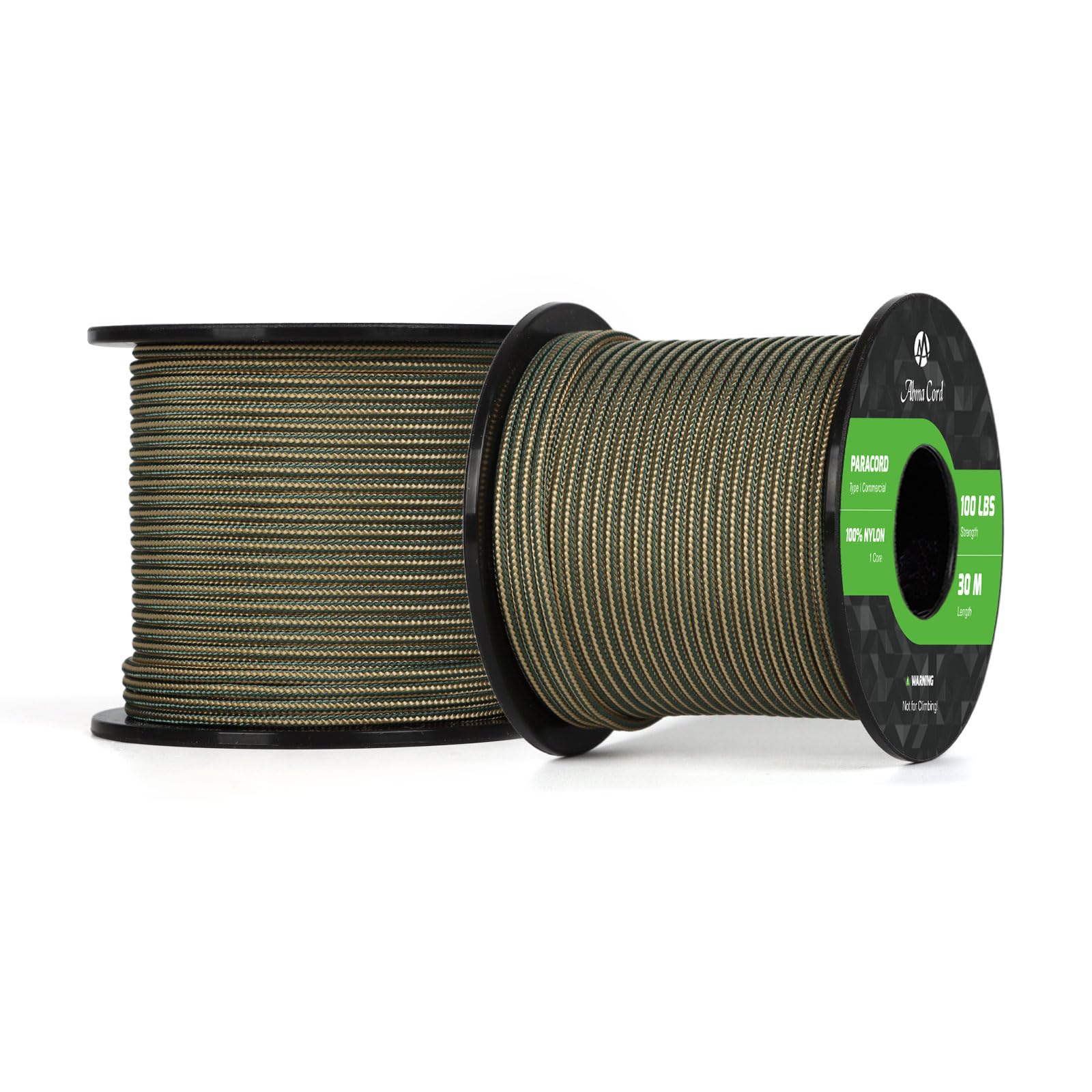 Abma Cord Paracord 100 lbs 2mm 100% Nylon 30M - Dark Green & Gold — image 1