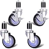 BIEAMA 4 Inch Worktable Casters Set of 4, Expanding Stem Caster Wheels Fit 1-1/2" Leg Tube Adapter, 2 with Brake, 2 Without B