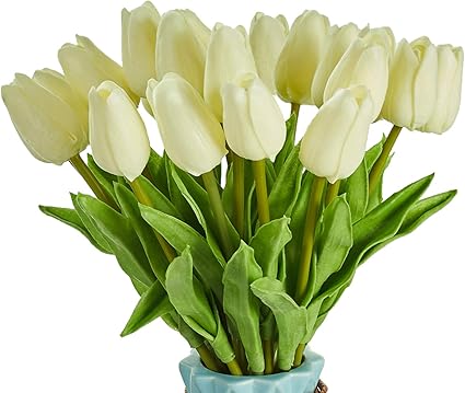 Amazon 造花 枯れない花 チューリップ 造花 インテリア ギフト 大切な人へ感謝の気持ちを伝える 花束 インテリア造花 アートフラワー 本 ホワイト 家 事務所 店 喫茶店 結婚式 パーティーなど様々の応用場所 造花 オンライン通販