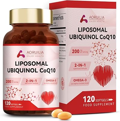 Aoruilia Ubiquinol CoQ10 200mg Softgels with Omega 3 120 Count 4 Months