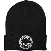 Harley-Davidson Men's Willie G Skull Logo Embroidered Cuffed Beanie Hat - Black